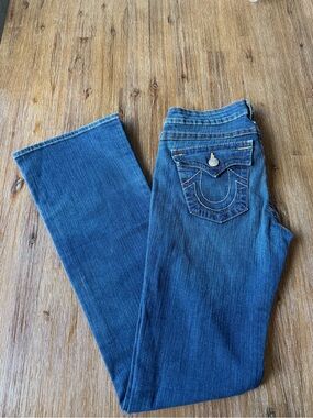 True Religion Women's Blue Boot Cut Jeans with Flap Pockets size 29